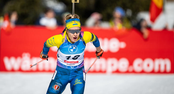 Украинские биатлонисты Джима и Мандзин в демонстрационной гонке City Biathlon в Дрездене