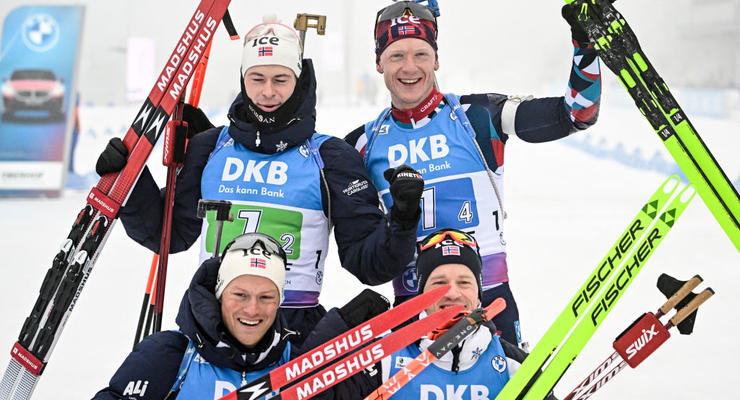 Биатлон: Норвегия выиграла мужскую эстафету, Украина вне топ-10